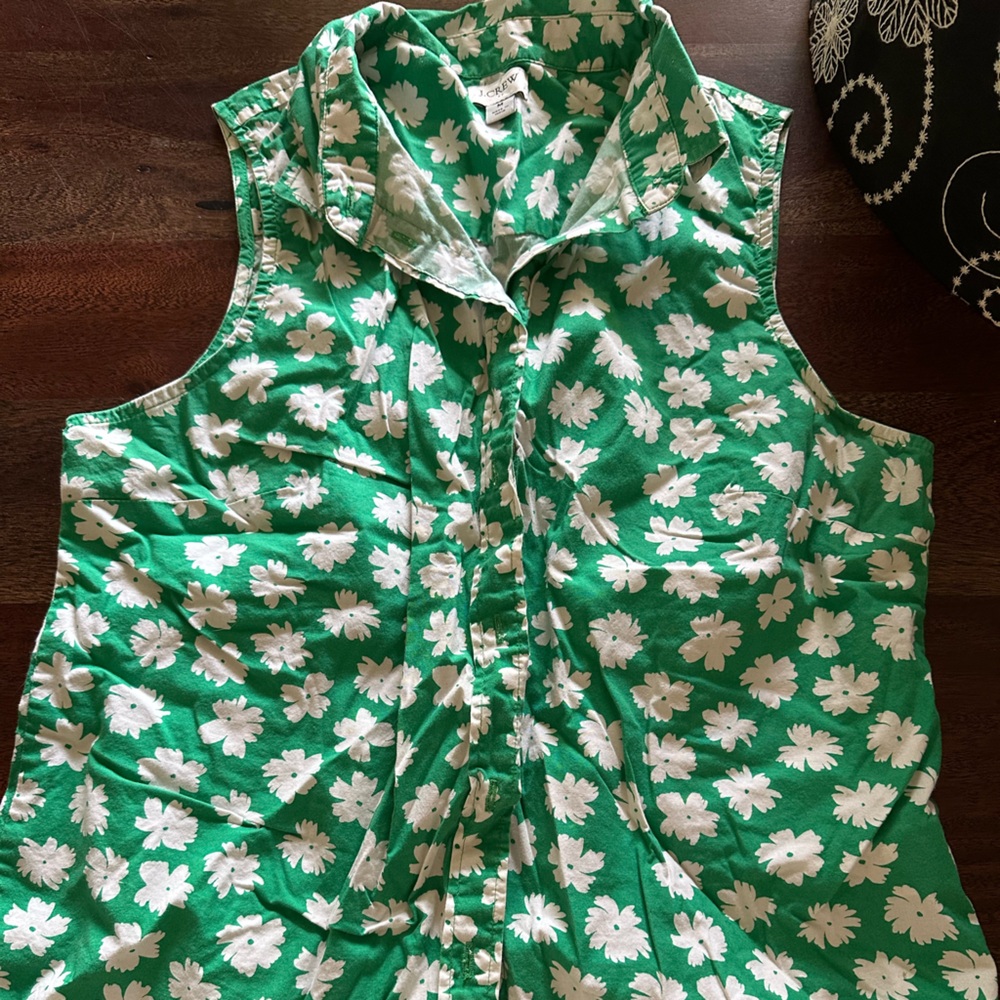 J. Crew Green Flutter Sleeve Ruched Blouse